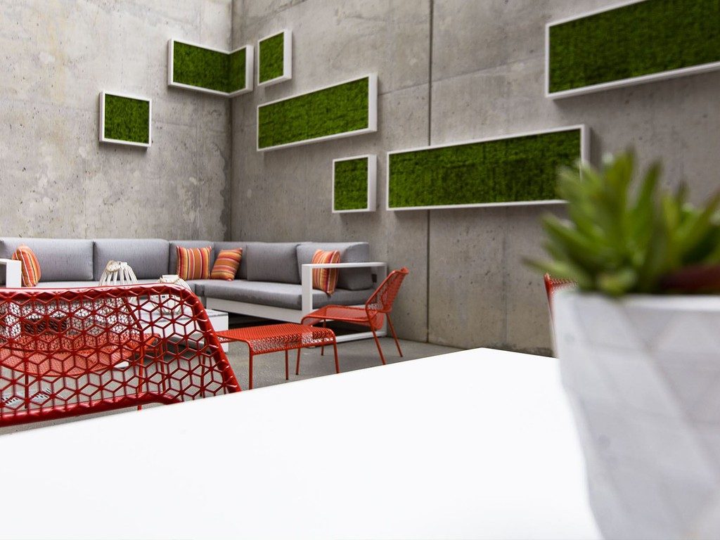 Outdoor Moss wall art and Outdoor Furniture, project by colorlab.